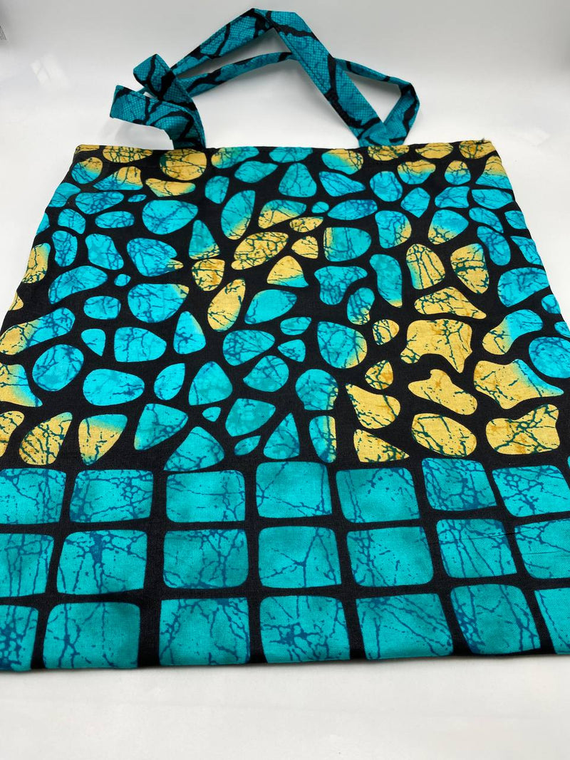 Maria Blue and Yellow Ankara African Print Tote Bag