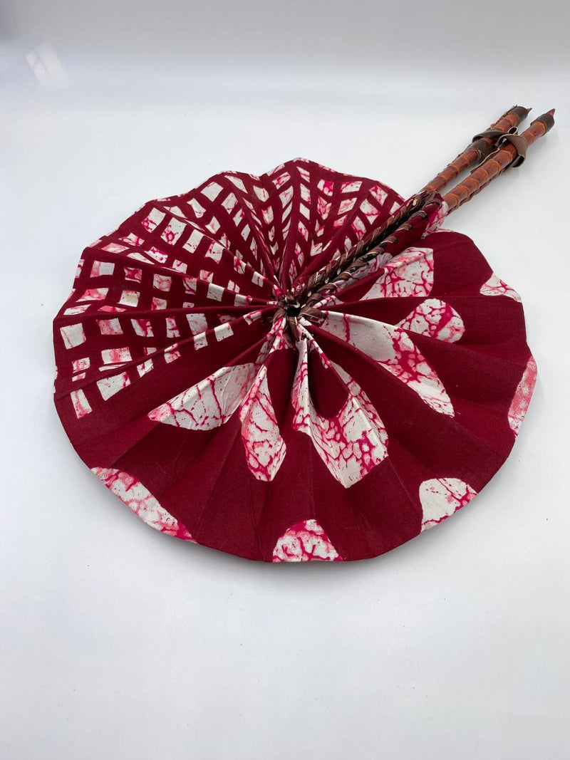 Handmade Ankara Hand Fan l Maroon