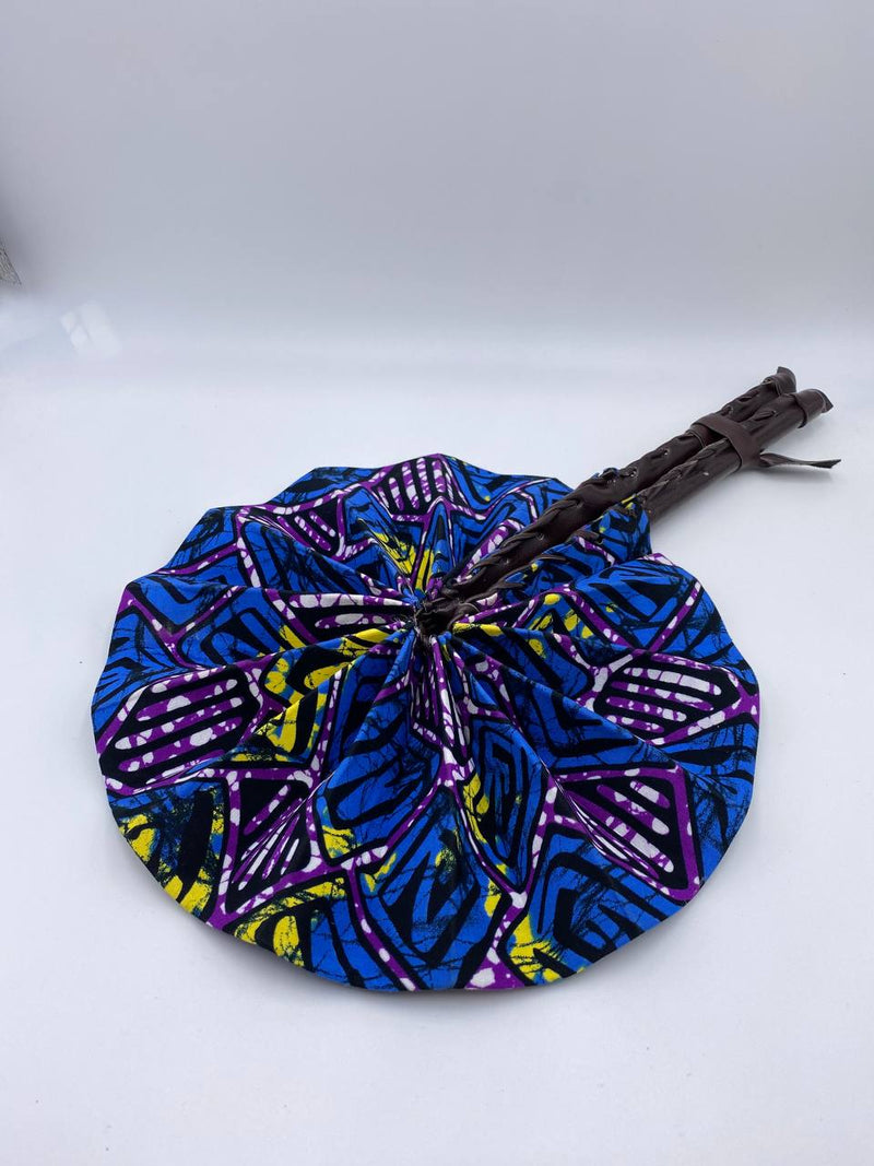 Handmade Ankara Hand Fan l Blue