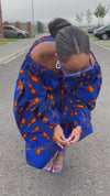 Chinwe Ankara Crop Top | Blue and Orange African Print