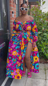 Camsy Ankara Maxi Skirt | Pink and Yellow Multicolored African Print