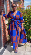 Bekky Ankara Maxi Dress | Blue and Orange African Print