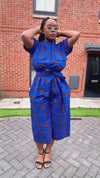 Kailey Ankara Culotte Jumpsuit | Blue African Print