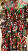 Alex Ankara Maxi Dress | White and Red Multicolored African Print