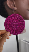 Pink Circle Rattan Earring | African Rattan