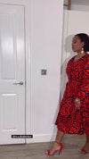 Lucia Ankara Midi Dress | Orange African Print