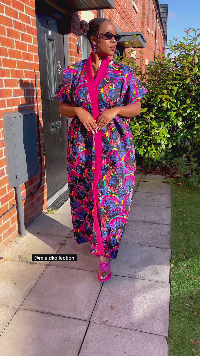 Betsy Ankara Bubu Dress | Pink Multicolor African Print