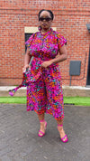 Kadiya Ankara Culotte Jumpsuit | Pink African Print