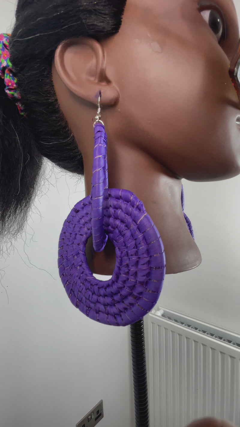 Purple Rattan Loop Earring