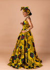 Tutu Ankara Maxi Dress | Yellow and Green African Print