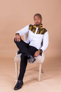 Tayo White Shirt and Ankara Mixed Print Men Shirt | African Print