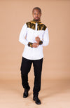 Tayo White Shirt and Ankara Mixed Print Men Shirt | African Print