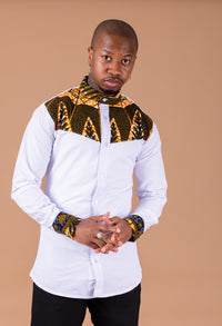 Tayo White Shirt and Ankara Mixed Print Men Shirt | African Print