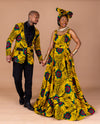 Tutu Ankara Maxi Dress | Yellow and Green African Print