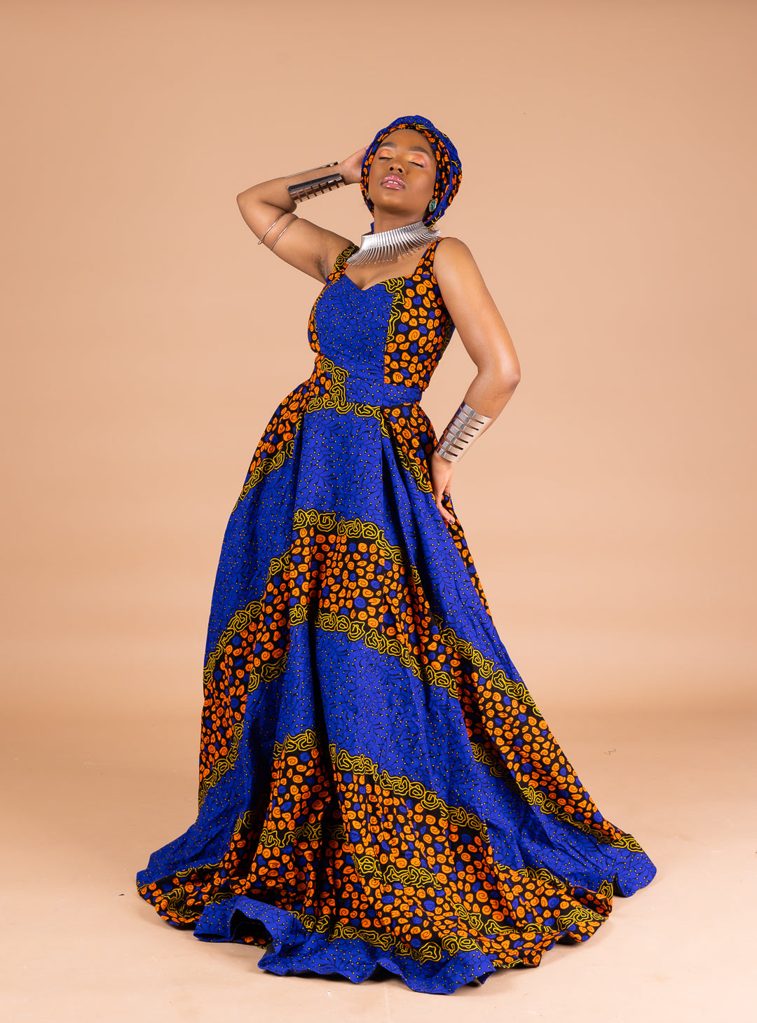 Blue and orange african print dress hotsell