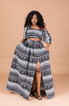 Amina Ankara Maxi Skirt | Black and White African Tribal Print