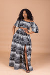 Amina Ankara Crop Top | Black and White African Tribal Print