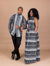 Amos Ankara Men Long-sleeved  Shirt | Black and White African Tribal Print