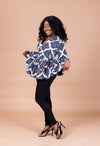 Mudi Ankara Peplum Top |  Black and White African Print