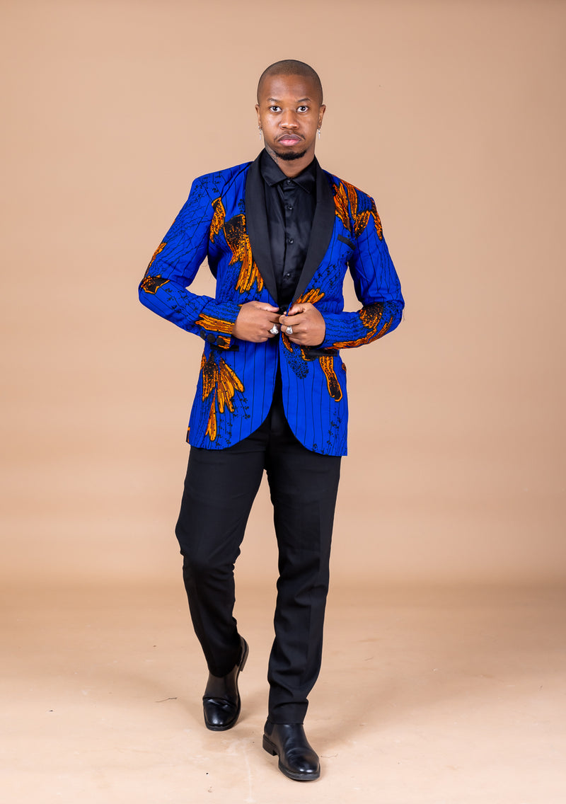 Maxwell Ankara Men Blazer | Blue African Print