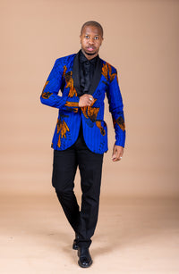 Maxwell Ankara Men Blazer | Blue African Print