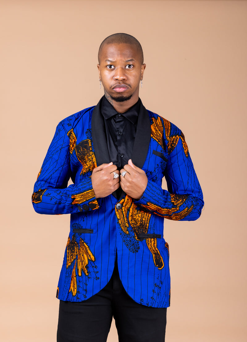 Maxwell Ankara Men Blazer | Blue African Print