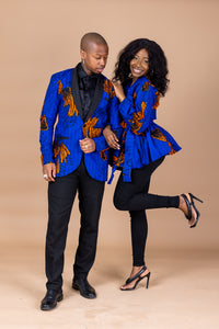 Maxwell Ankara Men Blazer | Blue African Print