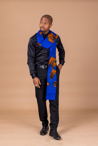 Maxwell Blue Ankara Neck Scarf for Men