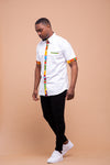 Damien Men Shirt | White and Mixed Ankara African Print