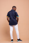 Dalton Men Shirt | Navy Blue and Ankara Mixed African Print