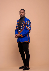 Carter Ankara Men Blazer | Blue African Print