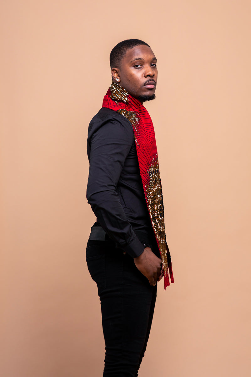 Colton Neck Scarf for Men | Red African Print