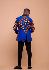 Carter Ankara Men Blazer | Blue African Print