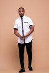 Dom Ankara Men Shirt | White and Mixed African Print