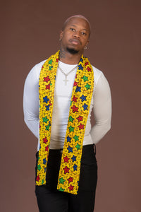 Theodore Ankara Yellow Stars Print Neck Scarf for Men