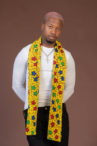 Theodore Ankara Yellow Stars Print Neck Scarf for Men