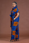 Molly Ankara Jumpsuit | Blue and Orange African Print