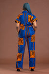 Molly Ankara Jumpsuit | Blue and Orange African Print