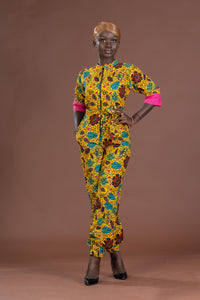 Micha Yellow and Pink Ankara Jumpsuit | African Print