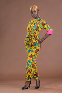 Micha Yellow and Pink Ankara Jumpsuit | African Print