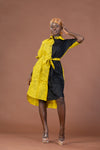 Judy Ankara Midi Dress | Yellow and Black African Print