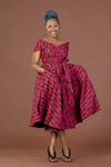 Tania Ankara Off shoulder Midaxi Dress | Red and Black African Print