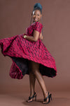 Tania Ankara Off shoulder Midaxi Dress | Red and Black African Print