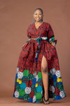 Anwuli Ankara Maxi Dress | Red Multicolored African Print