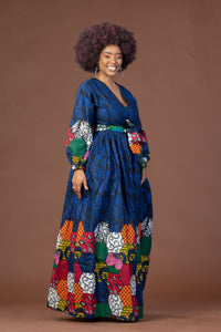 Abas Ankara Maxi Dress | Blue African Print