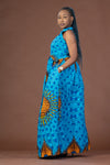 Clara Ankara Maxi Dress | Blue African Print