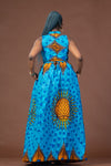 Clara Ankara Maxi Dress | Blue African Print