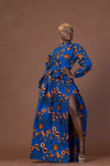 Royal Ankara Maxi Dress | Blue and Orange African Print