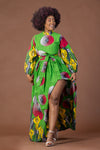 Rose Ankara Maxi Dress | Green and Red African Print