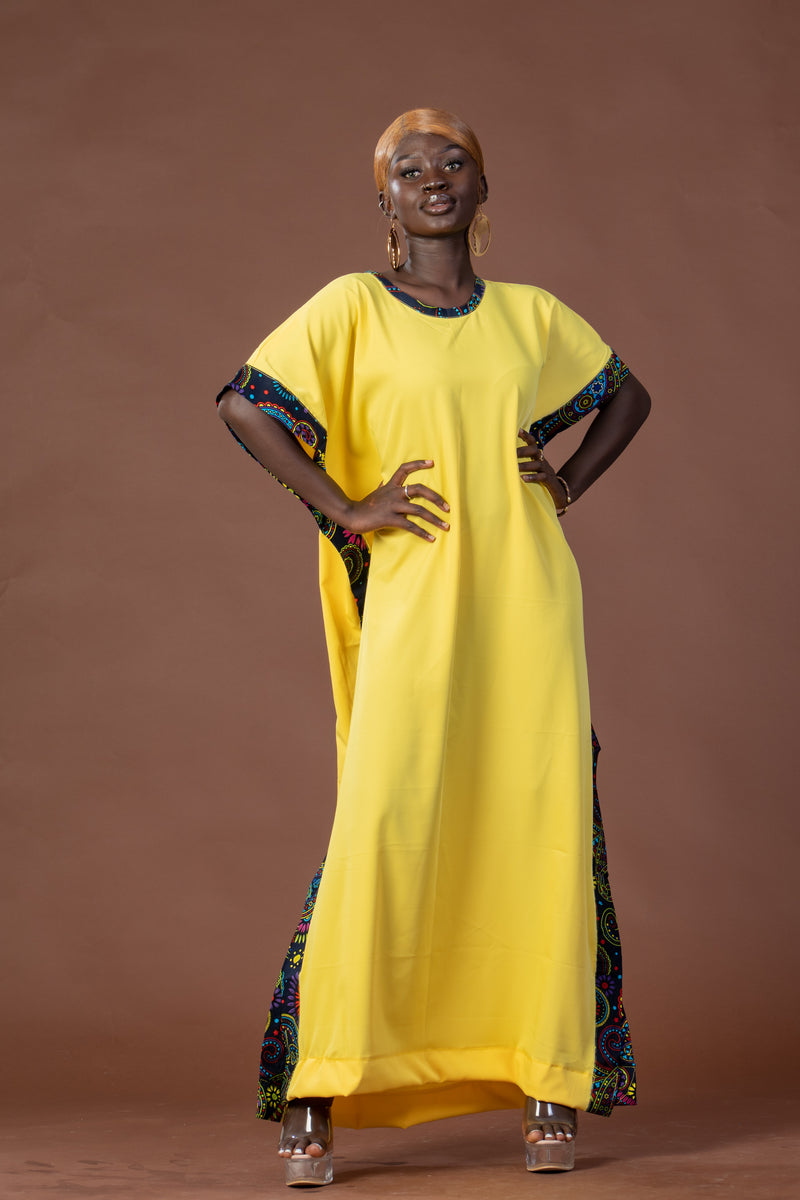 Gift Maxi Dress | Yellow and African Ankara Print